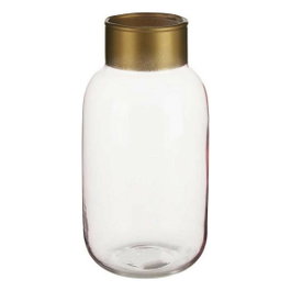 GIFTDECOR Jarrón Cristal Liso Oro Rosa Pequeño