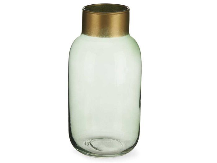 Giftdecor Vase en Verre Vert Doré 11x24x11 cm (Set de 6)