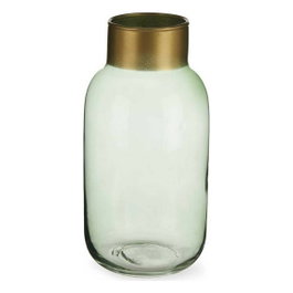GIFTDECOR Jarrón Cristal Liso Oro Verde Petit