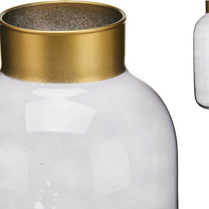 GIFTDECOR Jarrón Cristal Liso Oro Grande Humo Gris-Oro