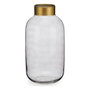 GIFTDECOR Jarrón Cristal Liso Oro Grande Humo Gris-Oro