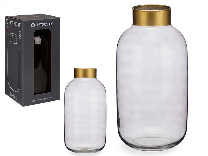 Giftdecor Vase en verre lisse doré fumé grand 14x29x14 cm (Set de 6) Giftdecor Vase en verre lisse doré fumé grand 14x29x14 cm (Set de 6)