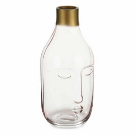 GIFTDECOR Jarrón Cristal Cara Rosa