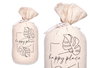 Giftdecor Tope de Porte Saco Happy Place 13x26x13 cm Blanc Tissu (Set de 6)