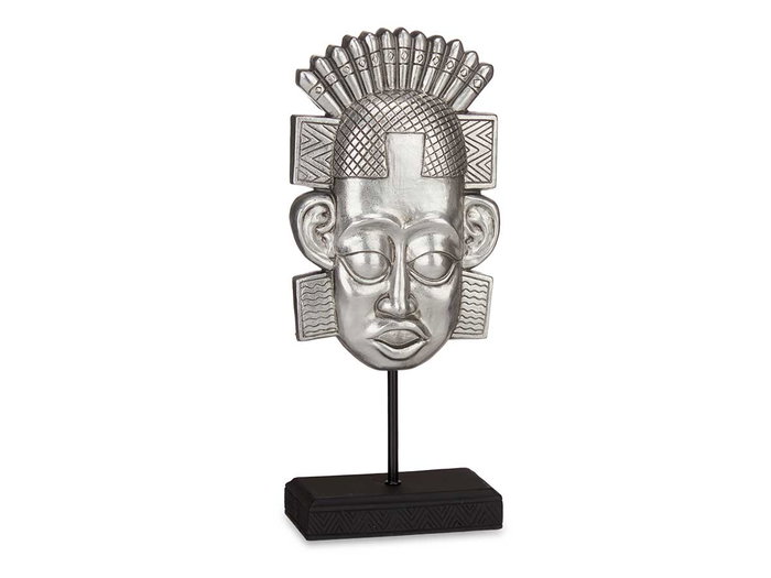 Giftdecor Buste Indien sur Base Argentée en Polyrésine 17,5x36x10,5 cm (Set de 4)