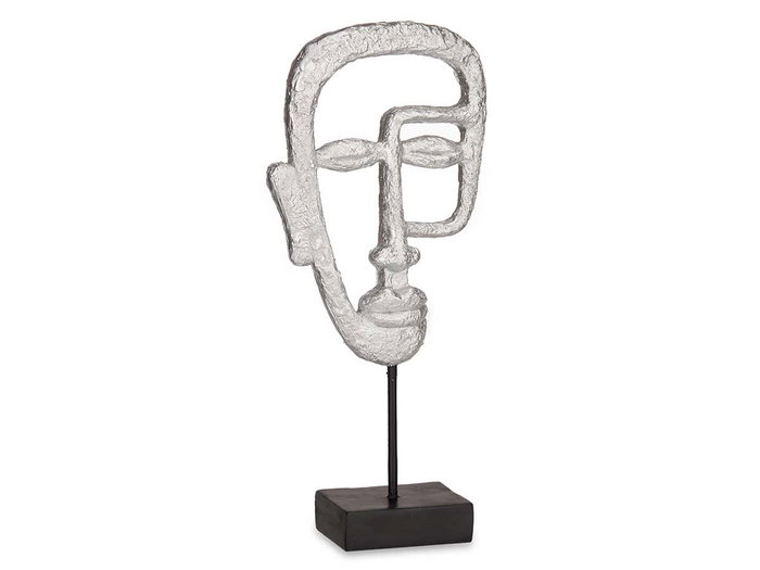 Giftdecor Tête avec Base en Polirésine Argentée 19.5x38x10.5 cm (Set de 4)