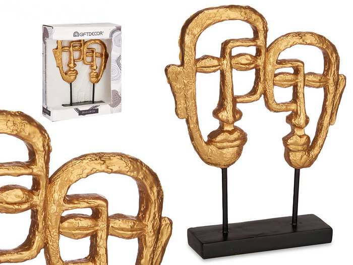 Giftdecor Statue Double Face avec Base Doré en Polyrésine 27x32x10 cm (Set de 4) Giftdecor Statue Double Face avec Base Doré en Polyrésine 27x32x10 cm (Set de 4)