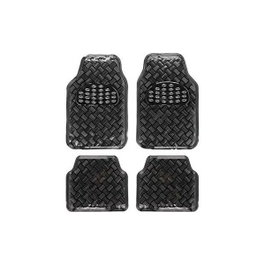 Abc Set de 4 tapis de voiture en caoutchouc et aluminium noir CS6
