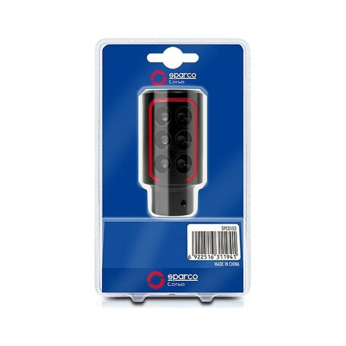Sparco Pommeau de levier de vitesse SPC RACING Noir/Rouge