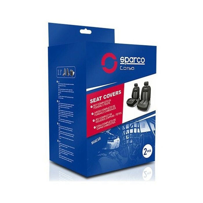 Sparco Housses Avant S-Line Gris SPC1018GR - 2 Housses Simili-Cuir Polyester PU Lavables - 6 Pièces Sparco Housses Avant S-Line Gris SPC1018GR - 2 Housses Simili-Cuir Polyester PU Lavables - 6 Pièces