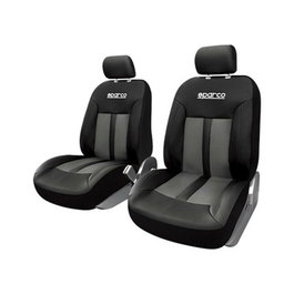 Sparco Housses Avant S-Line Gris SPC1018GR - 2 Housses Simili-Cuir Polyester PU Lavables - 6 Pièces