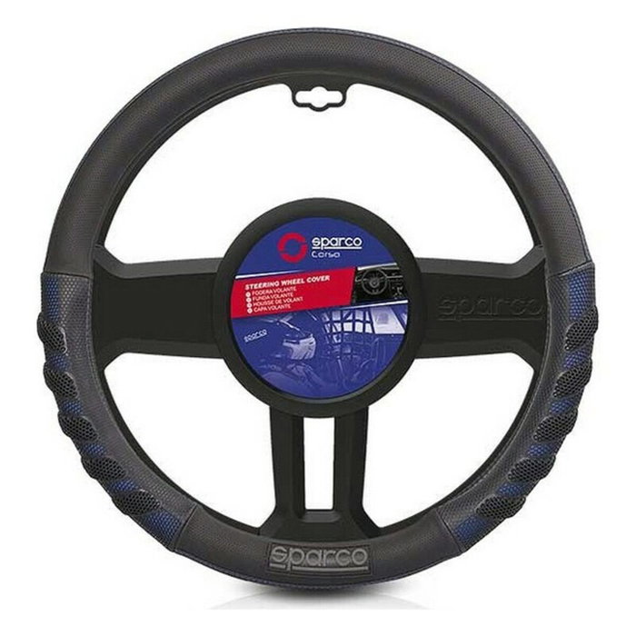 Sparco Housse de volant S101 Universel (Ø 37 - 38 cm) bleu et noir Sparco Housse de volant S101 Universel (Ø 37 - 38 cm) bleu et noir