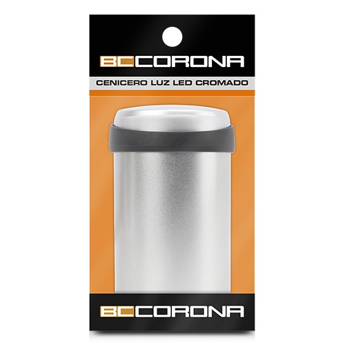 INT40119 Cendrier chromé avec éclairage LED, fonctionne sur piles, pour intérieur et extérieur, accessoire moderne pour fumeurs