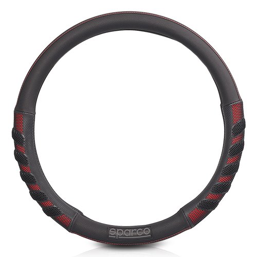 Sparco Housse pour volant S101 INTL Universel (Ø 37 - 38 cm) Noir et rouge