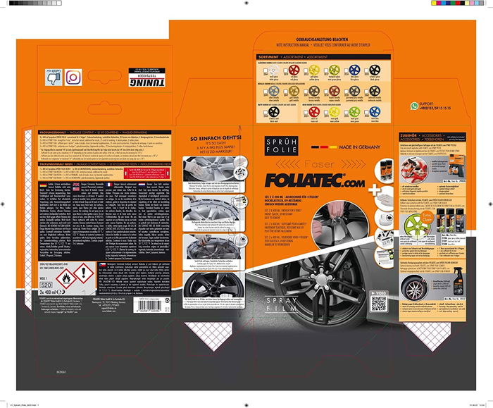 Foliatec Gomme Liquide Set Noir Brillant 2 X 400 mL FO2035