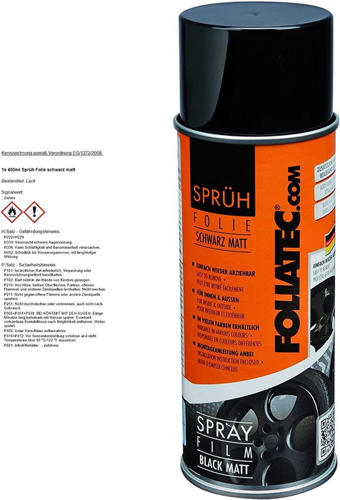 Foliatec Gomme Liquide Noire Mate 1 X 400 mL FO2065