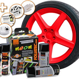 Foliatec Gomme Liquide Neon 4 Pc. Set Rouge 2 X 400 mL + Couche De Base 2 X 400 mL FO2025 Spray Film Pour Véhicules Loisirs Maison Jardin