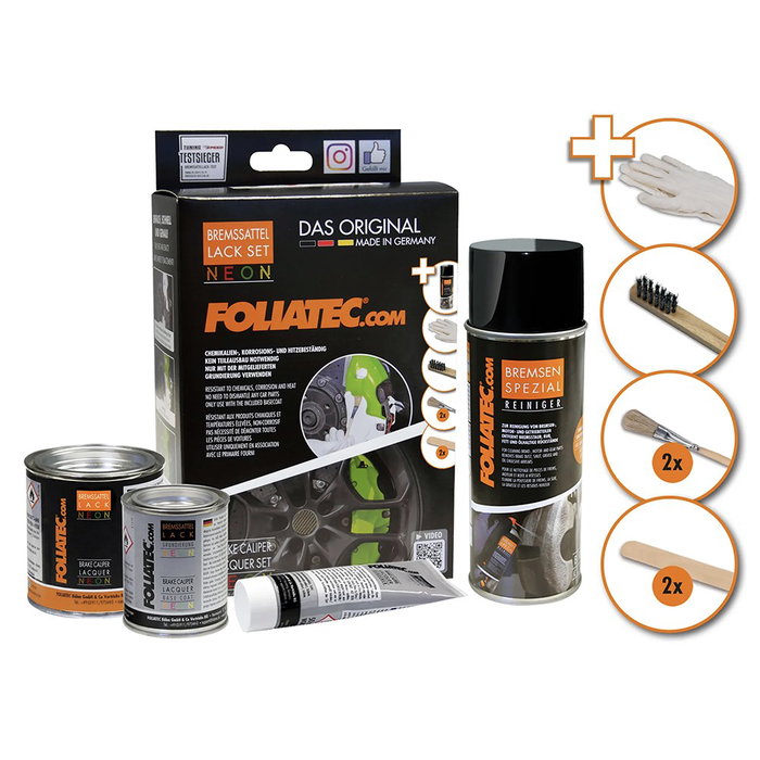 Foliatec Kit de peinture d'étrier de frein NÉON Jaune 4 composants