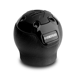 Momo MOMPONEROBLK00SL Pommeau Lever Vitesses Noir Cuir Aluminium Universel