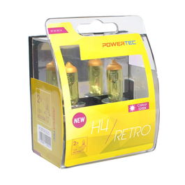 M-Tech Powertec Retro H4 12 V Duo MTECPTZRT4-DUO Phare Gold 60/55W