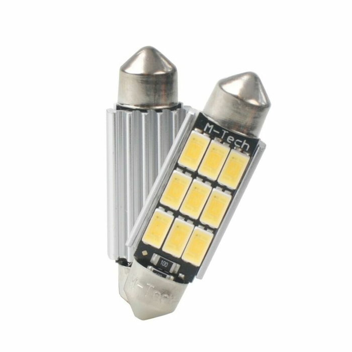 M-Tech Lampe LED L816W C5W 41mm 9xSMD5630 Blanc Froid (Pack de 2)