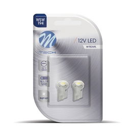 M-Tech Blister 2X Led L040W W5W 1XSmd5050 Blanc 12V Feux Position Clignotants Latéraux Éclairage Intérieur