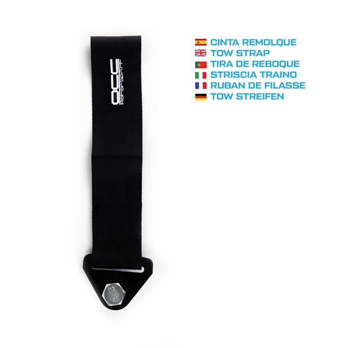 OCC Motorsport OCCRC023 Sangle De Remorquage Noire 25x5cm 3000kg Nylon