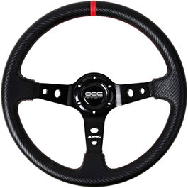Occ Motorsport Volant Décalé Modèle Track Vinyle Carbone Look Bras Noirs