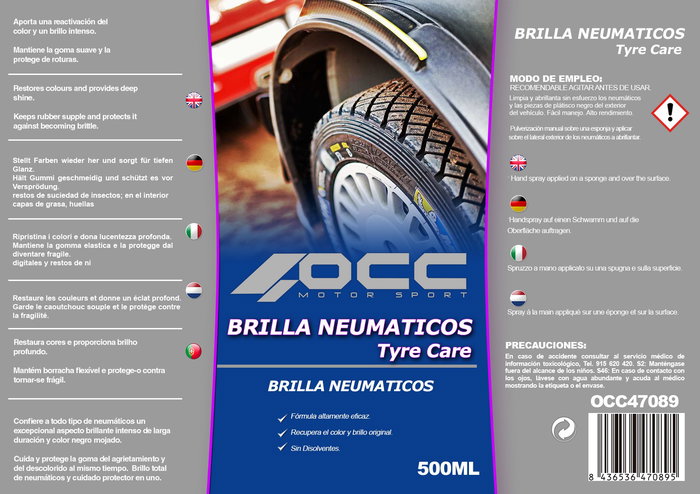 Occ Motorsport OCC47089 Brillanteur De Pneus 500 mL