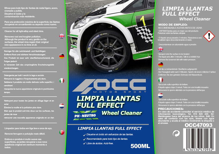 Occ Motorsport OCC47093 Nettoyant De Roues 500 mL pH Neutre Sans Acides Pour Roues En Métal, Alliage, Acier, Chromé Occ Motorsport OCC47093 Nettoyant De Roues 500 mL pH Neutre Sans Acides Pour Roues En Métal, Alliage, Acier, Chromé