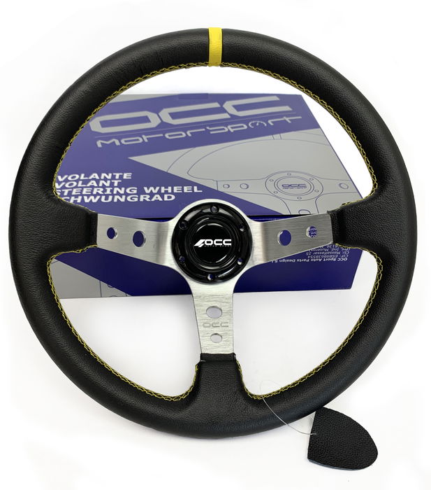 OCC Motorsport OCCVOL002 Volant Déplacé Cuir Artificiel Bras Argent 350mm 32mm