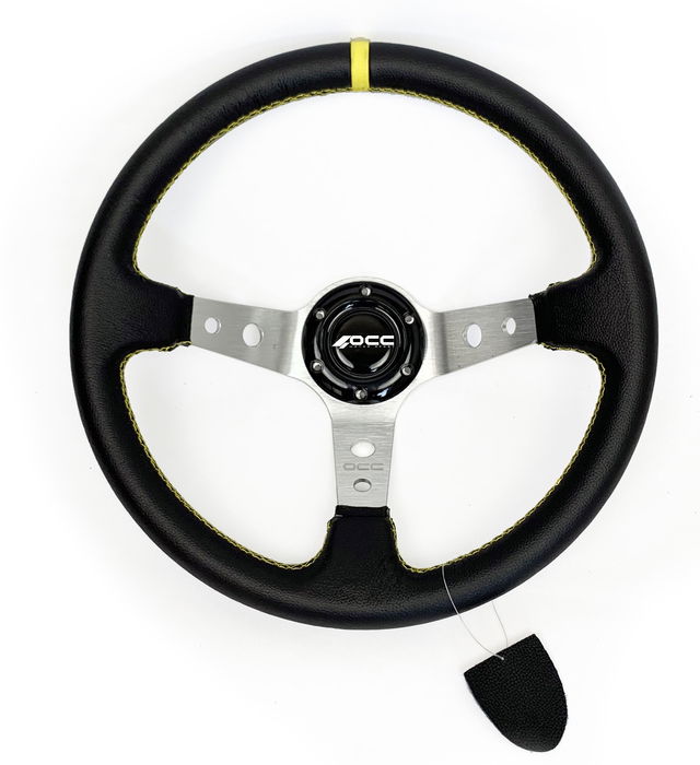 OCC Motorsport OCCVOL002 Volant Déplacé Cuir Artificiel Bras Argent 350mm 32mm