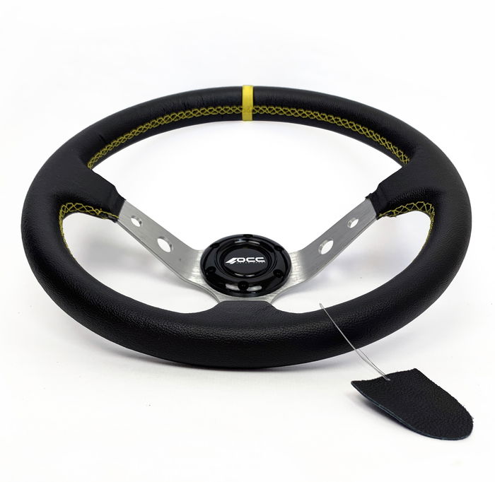 OCC Motorsport OCCVOL002 Volant Déplacé Cuir Artificiel Bras Argent 350mm 32mm