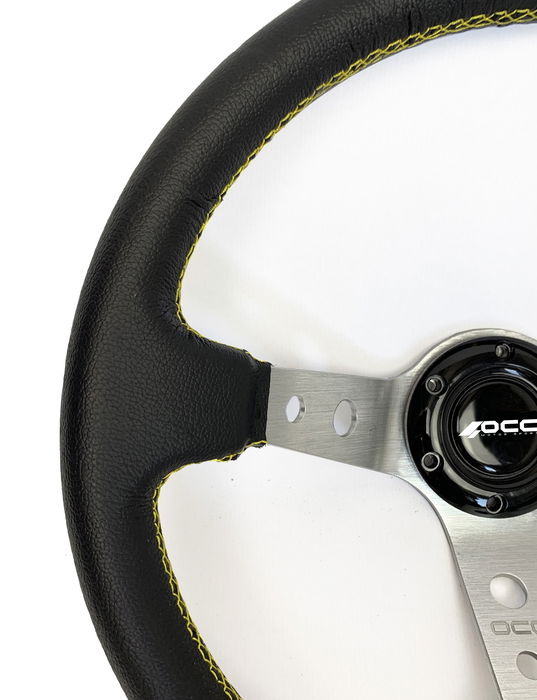 OCC Motorsport OCCVOL002 Volant Déplacé Cuir Artificiel Bras Argent 350mm 32mm