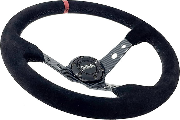 Occ Motorsport Volant Déplacé Mod. Track Cuir Suédé Bras Carbone Look