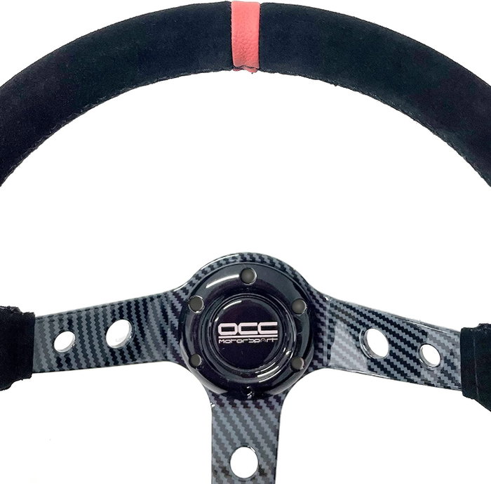 Occ Motorsport Volant Déplacé Mod. Track Cuir Suédé Bras Carbone Look