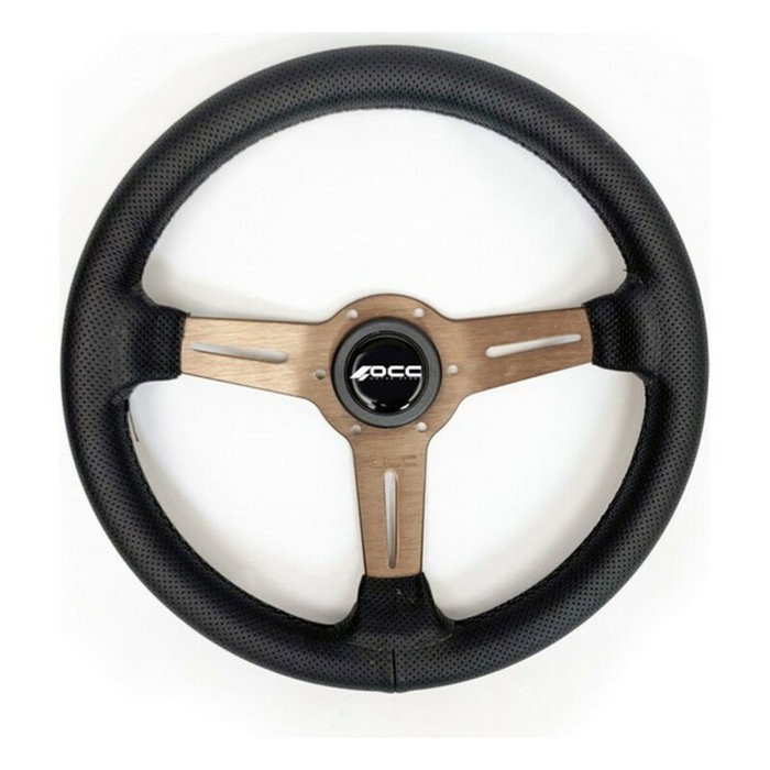 Occ Motorsport Volant Plat Modèle Classic Cuir Perforé Noir et Bras Bronze Occ Motorsport Volant Plat Modèle Classic Cuir Perforé Noir et Bras Bronze
