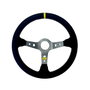 OMP Volant CORSICA en suédine 350mm bras noirs - détail jaune