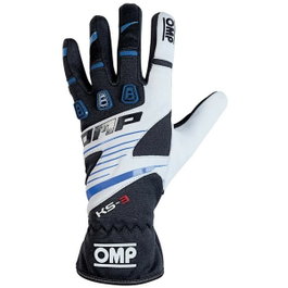 OMP Gants de Karting KS-3 Noir/Bleu/Blanc Taille 5 (Enfants)