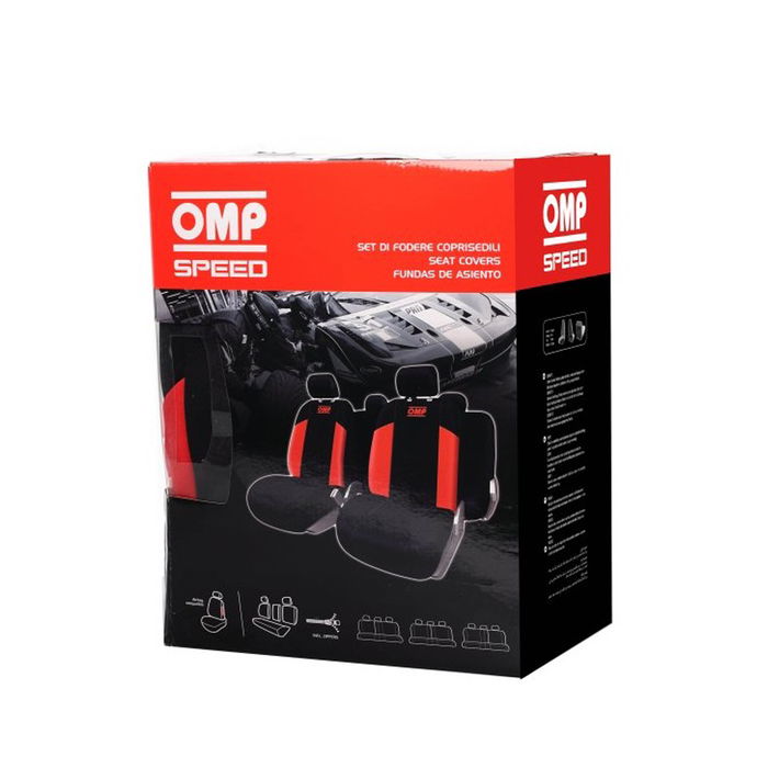OMP Jeu De Housses Pour Sieges De Voiture Universel 11 Pieces Noir-Rouge OMP1035RS