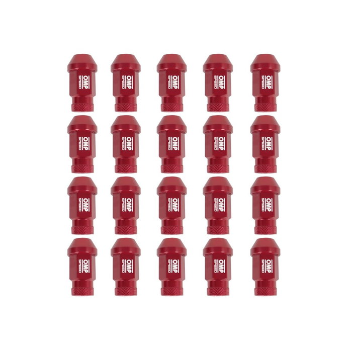 Omp OMPS09941406 Jeu De 20 Écrous En Aluminium 7075 M14x1.25 Clé De 19 Longueur 40 mm Rouge Omp OMPS09941406 Jeu De 20 Écrous En Aluminium 7075 M14x1.25 Clé De 19 Longueur 40 mm Rouge