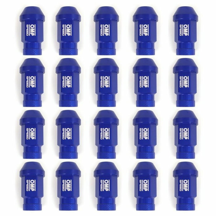 OMP Jeu de 20 écrous en aluminium 7075 bleu M14x1.25