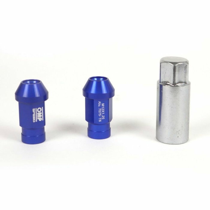OMP Jeu de 20 écrous en aluminium 7075 bleu M14x1.25