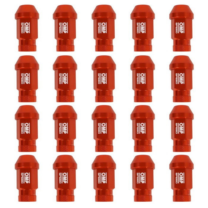Omp OMPS09941410 Jeu 20 Écrous Aluminium M14x1.25 Clé 19 Longueur 40 mm Orange