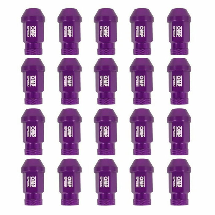 OMP Jeu de 20 écrous en aluminium 7075 violet M14x1.25 avec clé de 19