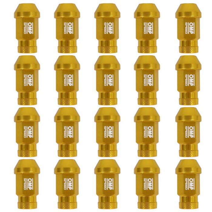 Omp OMPS09941409 Jeu De 20 Écrous En Aluminium M14x1.25 Clé De 19 Longueur 40 mm Couleur Jaune