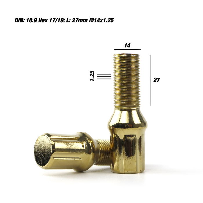 Omp Vis De Roue Din 10.9 M14x1.25 Cle 17/19 27mm Jaune 20 Pices OMPS09951409