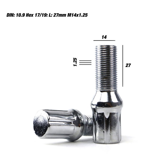 Omp OMPS09951402 Vis De Roue En Acier M14x1.25 Clé 17-19 Longueur 27 Mm Couleur Argent 20 Pièces