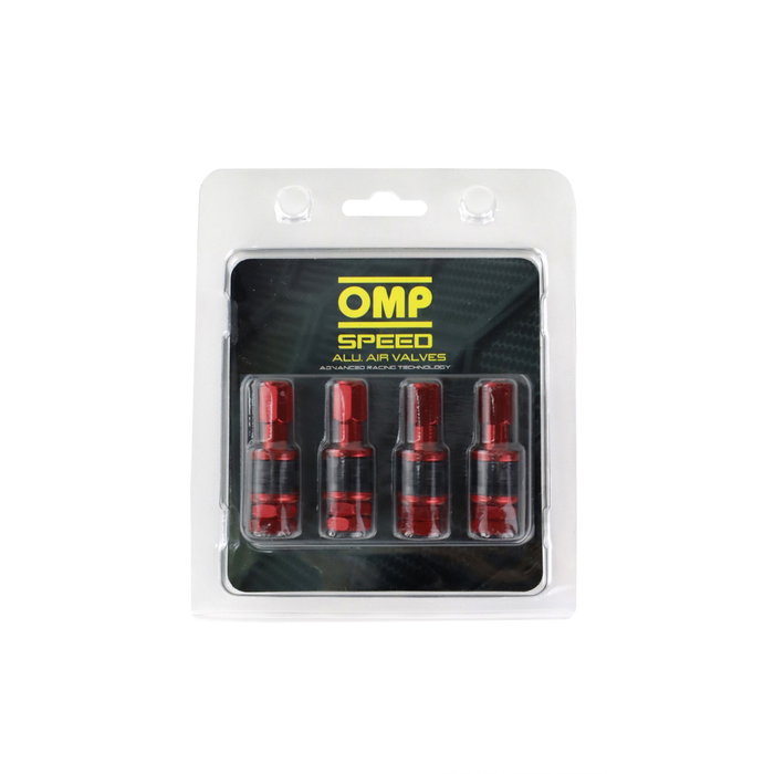 Omp Jeu de 4 valvules en aluminium OMP Speed, Rouge