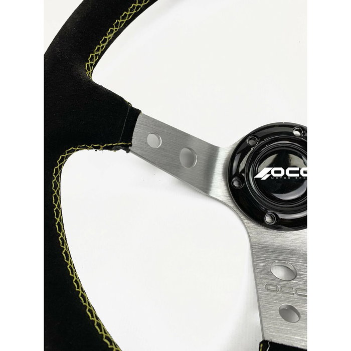 Occ Motorsport Volant Déplacé Mod. Track Cuir Suédé Bras Argent